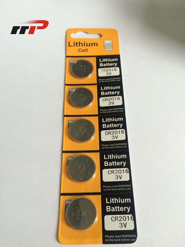 प्राथमिक बटन सेल 75 एमएएच सीआर2016 लिथियम बैटरी 3.0V / ली-एमएनओ 2 ब्लिस्टर कार्ड सिक्का बैटरी