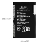 Nokia मोबाइल फोन के लिए BL5C लिथियम आयन रिचार्जेबल बैटरी