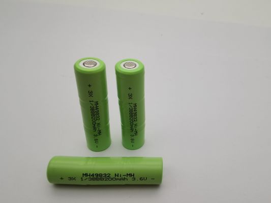 UL 3.6V 200mAh NIMH रिचार्जेबल बैटरी 1/3BBB कस्टम NIMH बैटरी पैक उपयोग करने के लिए तैयार NIMH बैटरी लंबे चक्र जीवन
