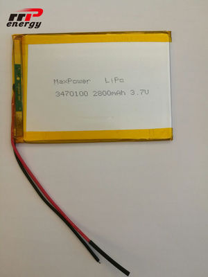 2800mAh क्षमता की लिथियम पॉलिमर बैटरी 3470100 3.7V लैपटॉप नोटबुक एप्लीकेशन