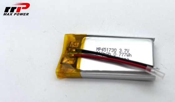 451730HP 210mAh 3.7V वॉयस रिकॉर्डर के लिए लीपोलीमर बैटरी पैक