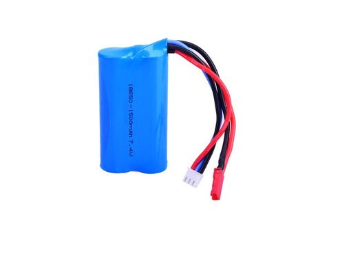 एयरोमोडेल / इलेक्ट्रिक टॉय के लिए 7.4 वी 18650 1500mAh लीथियम आयन रिचार्जेबल बैटरी 15 सी डिस्चार्ज रेट